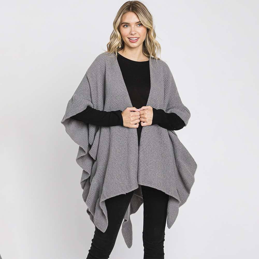 anbfashion – wholesale Cape – Women's – FASHION EDGE WAVY KNIT CAPE MS-03362