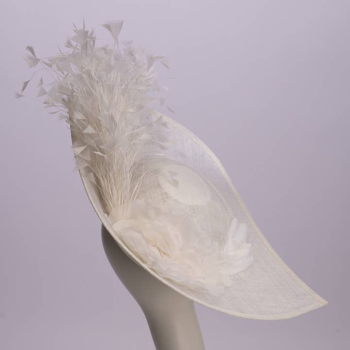 Sinamay Base With Flowers Feathers On The Brim | AJ775H for wholesale by KaKyCo