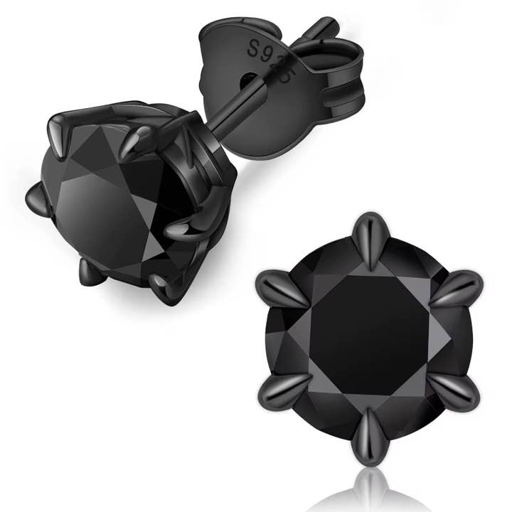 Black Moissanite Stud Earrings for wholesale by Jagged Halo Jewelry