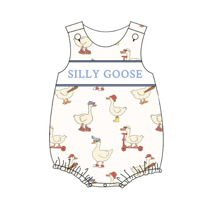 Auraquise - Wholesale Top & Short Set - Kids - Boys Sibling Summer Silly Goose Embroidery Matching Clothes