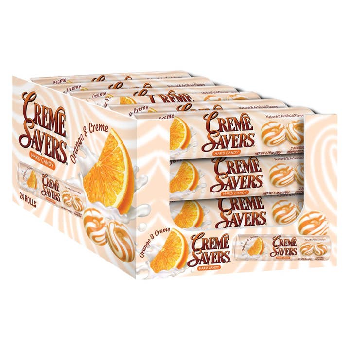 Grandpa Joe's Candy Shop - Wholesale Hard Candy - Creme Saver Orange & Cream Candy 1.76oz, 24ct