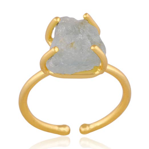 Anillo de aguamarina cruda, piedra natal del zodíaco de Piscis/marzo para venta al por mayor de BellaMira Home