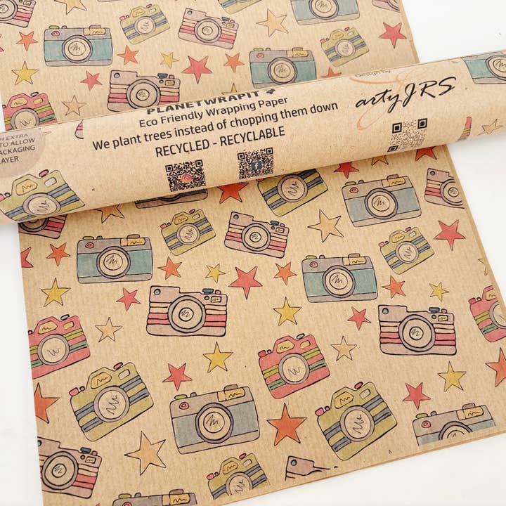 PlanetWrapIt - Vendita all'ingrosso Rotoli di carta da regalo - Confezione regalo in carta Kraft riciclata con fotocamera