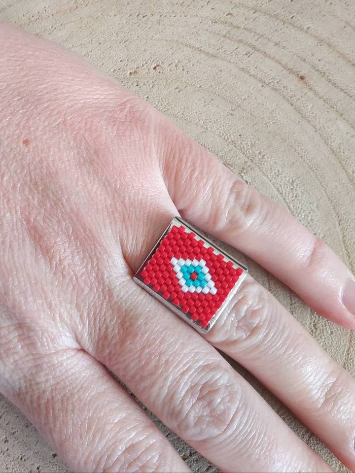 Triangle Evil Eye Ring for wholesale by Kalliopi P. Giannoula - Poppygshop