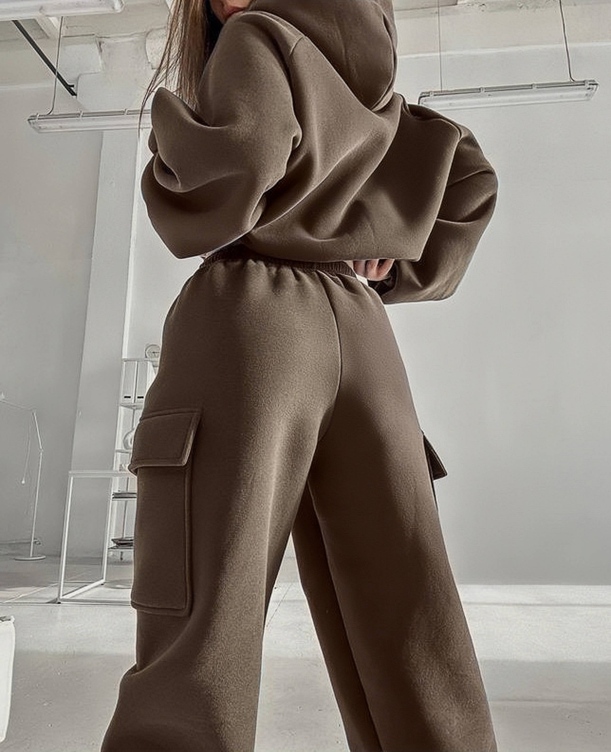 HIDDENBRAND - Wholesale Lounge Set - Women's - Hooded Pocket Trousers Sweatshirt Set5