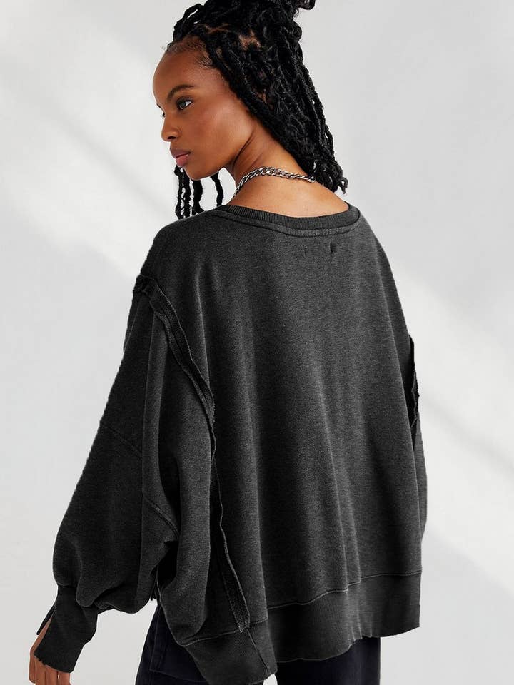 Lily Clothing - Vente Sweat-shirt – femme - Tendance de mode : sweat à capuche fendu, ample et uni.3