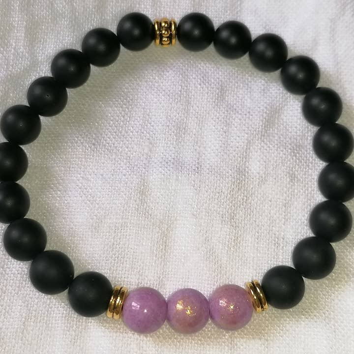 Purple Jade Black Agate Bracelet for wholesale by Blue Moon Bijoux