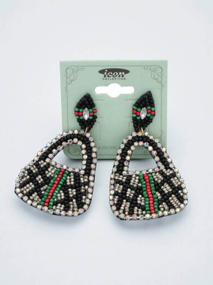 Beaded Mini Handbag Earrings for wholesale by Mint & Shine