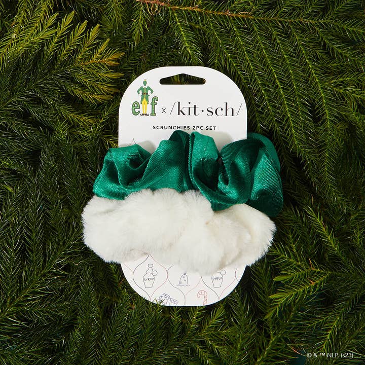 KITSCH - Wholesale Scrunchie - Women's - elf x kitsch Scrunchies 2pc - White & Green