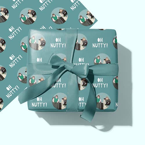 The Foxy Lemon Co - Wholesale Flat Wrap - Oh Nutty Gogglebox Wrapping Paper & Gift Tag Set