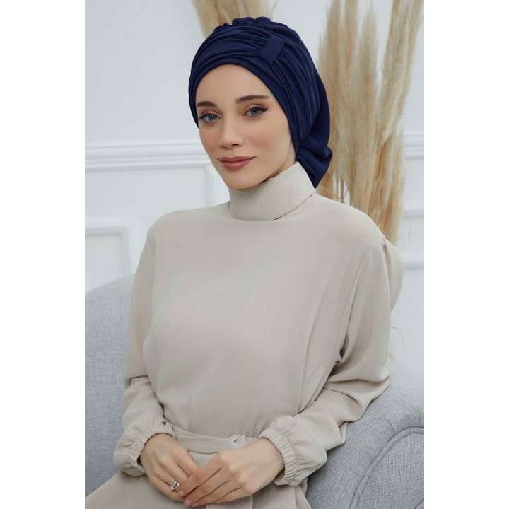 Aisha's Design - Wholesale Hijab - Women's - Pleated Chiffon Instant Turban for Women, Pre-Tied Elegant Hijab Cap, Lightweight Modest Headwrap for Daily & Formal Wear,HT-10727