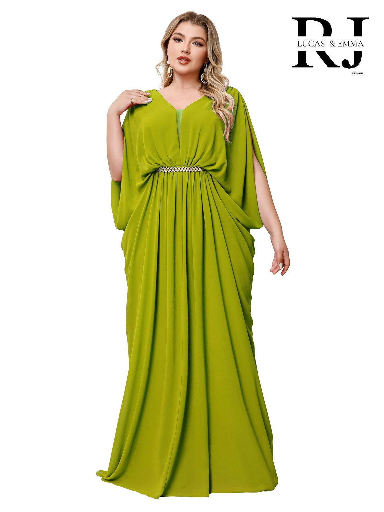 Lucas & Emma - Sarl RJ & co - Vente Robe de soirée – femme - Robe longue drapée élégante et tendance grande taille 22585