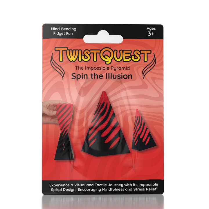 Twist Quest: 3D Printed Fidget Spiral Cone Toy (Black & Red) for wholesale by Showcase