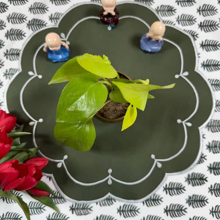 Tablemats Green Cotton Cloth Embroidery Place Mats Wedding for wholesale by Fabricrush