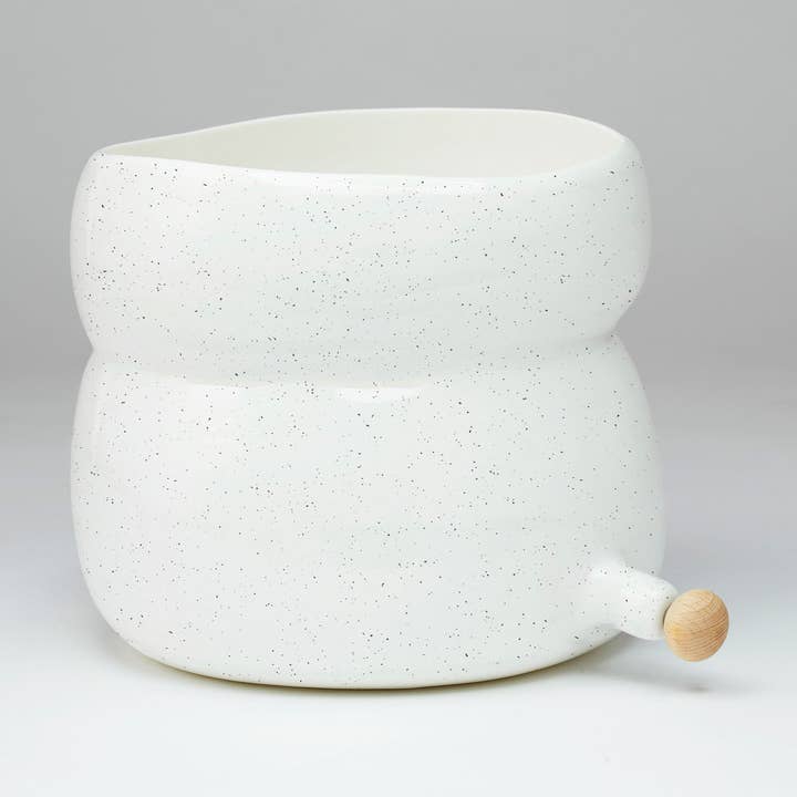 Plant Pod Pourer Pot White Speckle Large for wholesale by Angus & Celeste