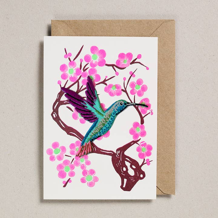 Petra Boase Ltd - Wholesale Everyday greeting card - Riso Papercut Cards (Pack of 6) Iron on Hummingbird0