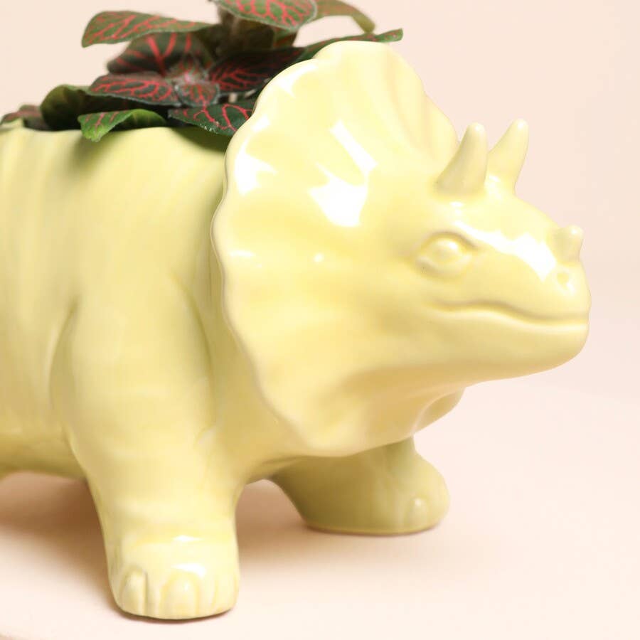 Lisa Angel – wholesale Plant pot – Yellow Triceratops Dinosaur Planter1