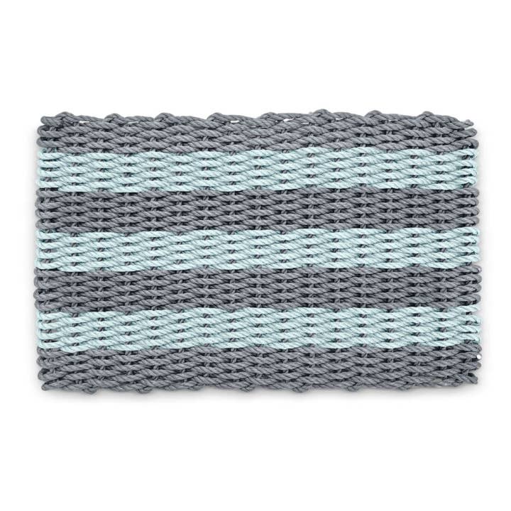 Lobster Rope™ Doormat: Silver & Seafoam Cabana Stripes for wholesale by Wicked Good Doormats