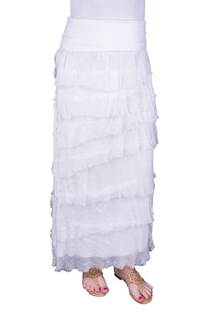 TINA Stephens Italy/Tees By Tina - Wholesale Skirt - Women's - Elisa Silk Ruffle Skirt (SL201)51