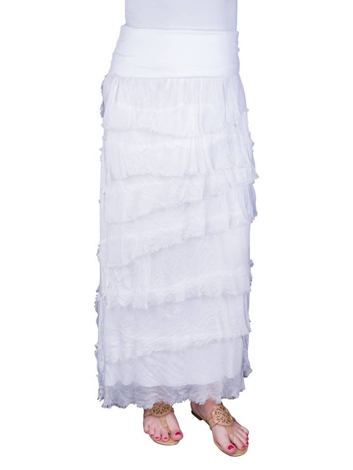 TINA Stephens Italy/Tees By Tina - Wholesale Skirt - Women's - Elisa Silk Ruffle Skirt (SL201)51