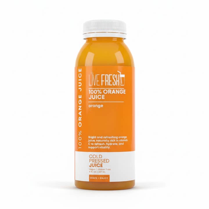 100% Orange Juice for wholesale by Live Fresh Juicery