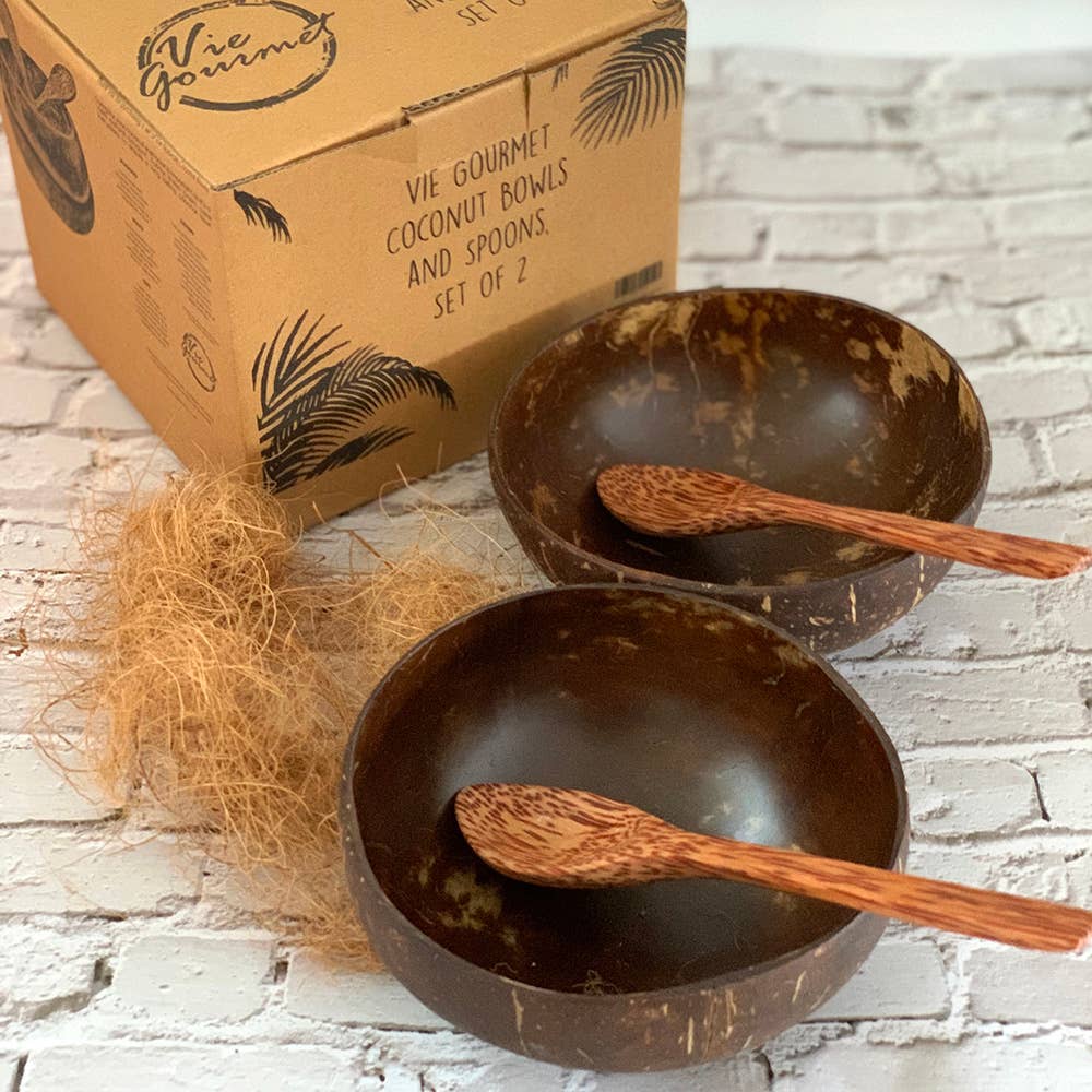 VIE - Vendita all'ingrosso Insalatiera - Set Premium di 2 Ciotole e Cucchiai in Noce di Cocco Sigillati10