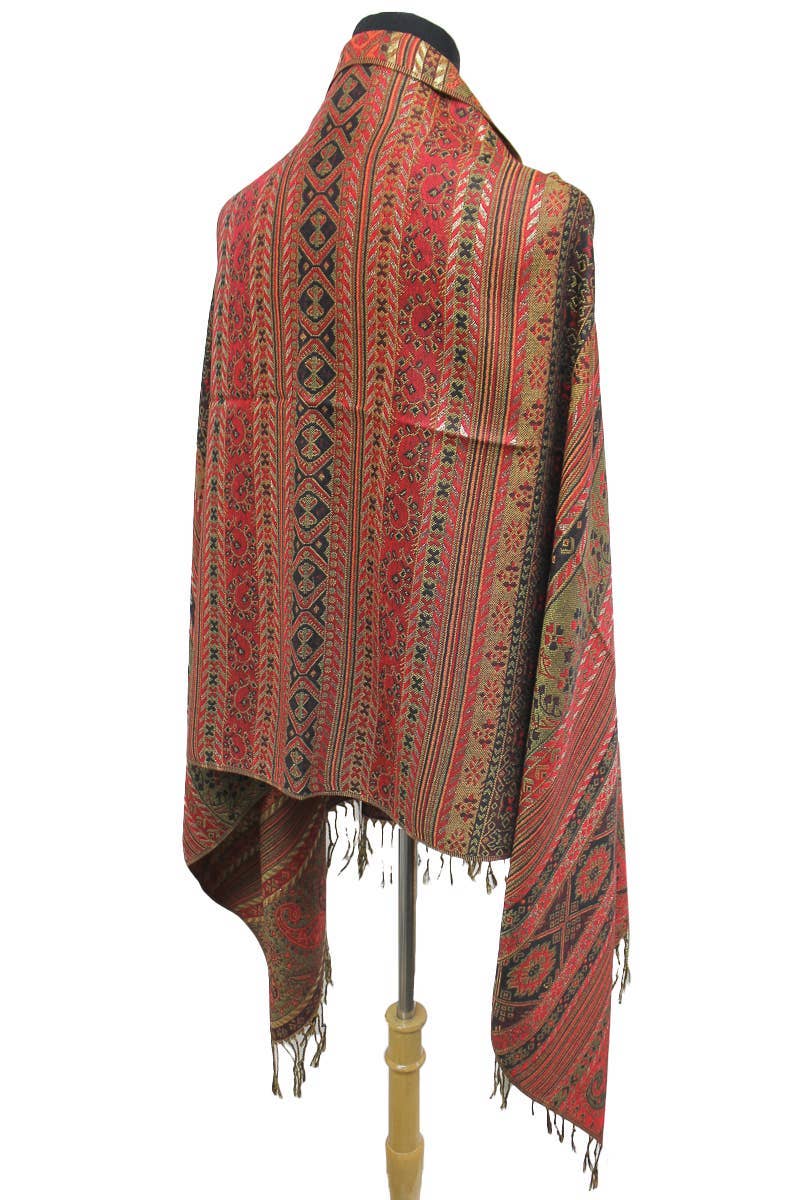 AS SHOWN Geometric Paisley Metallic Pashmina Shawl Scarf for wholesale on Faire2
