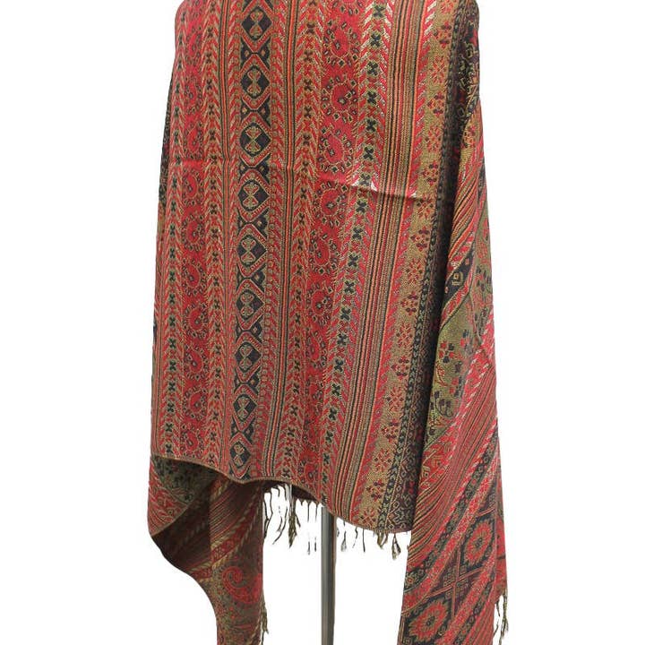 AS SHOWN Geometric Paisley Metallic Pashmina Shawl Scarf for wholesale on Faire2