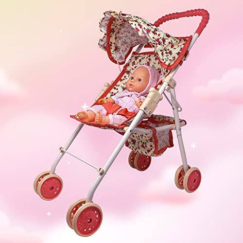 The New York Doll Collection - Wholesale Doll Stroller - Kids - My First Folding Baby Doll Floral Stroller1