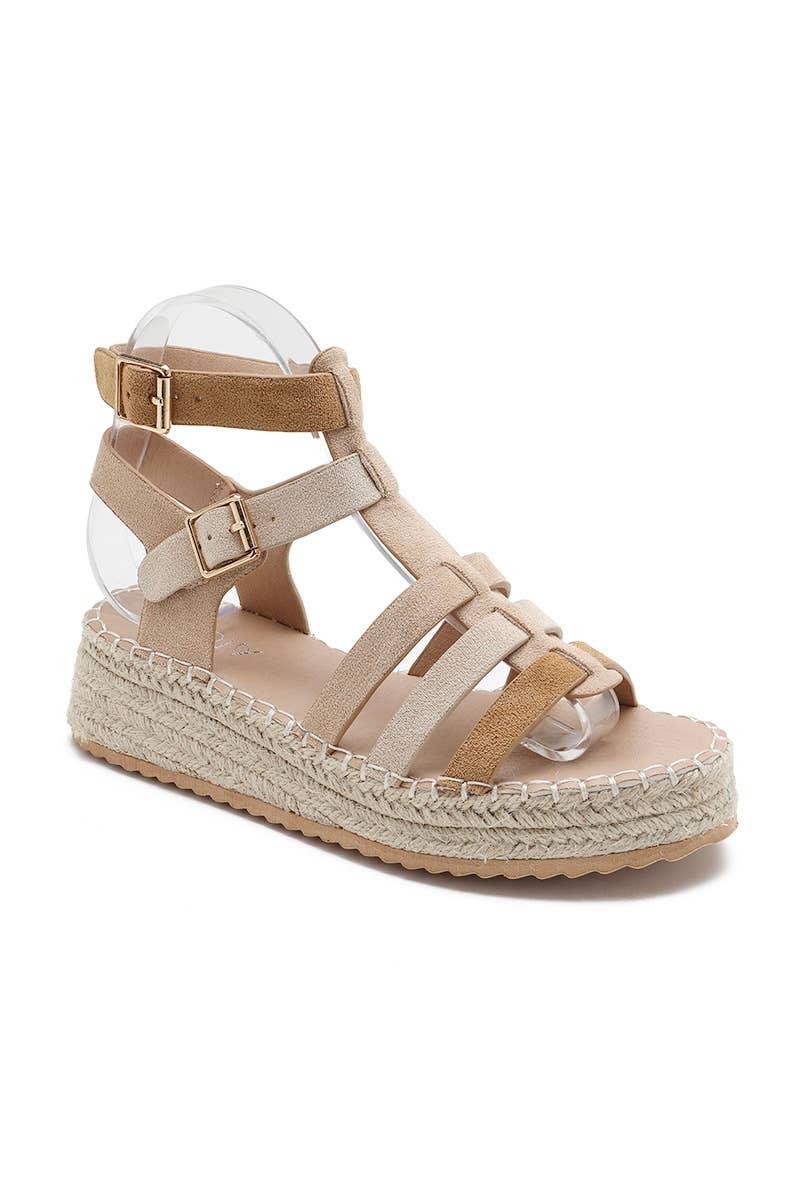 Joia Paris - Wholesale Sandals - Women's - Trendy multicolored flat gladiator espadrille H8-8887