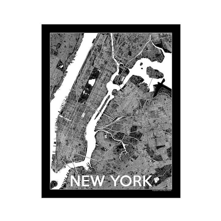 New York Black and White Map for wholesale by Map of Home