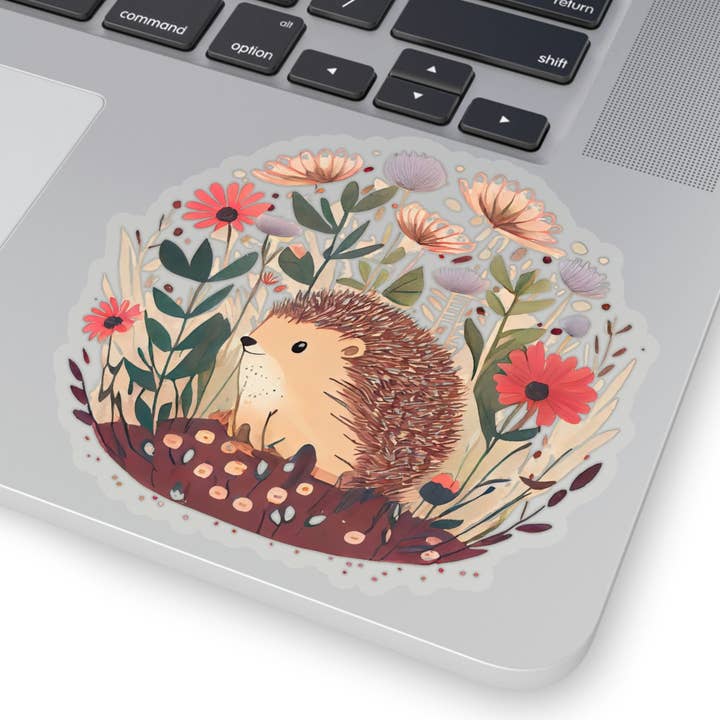 Waterproof Vinyl Sticker - Blooming Hedgehog Haven Sticker for wholesale by Smartstead Homestead