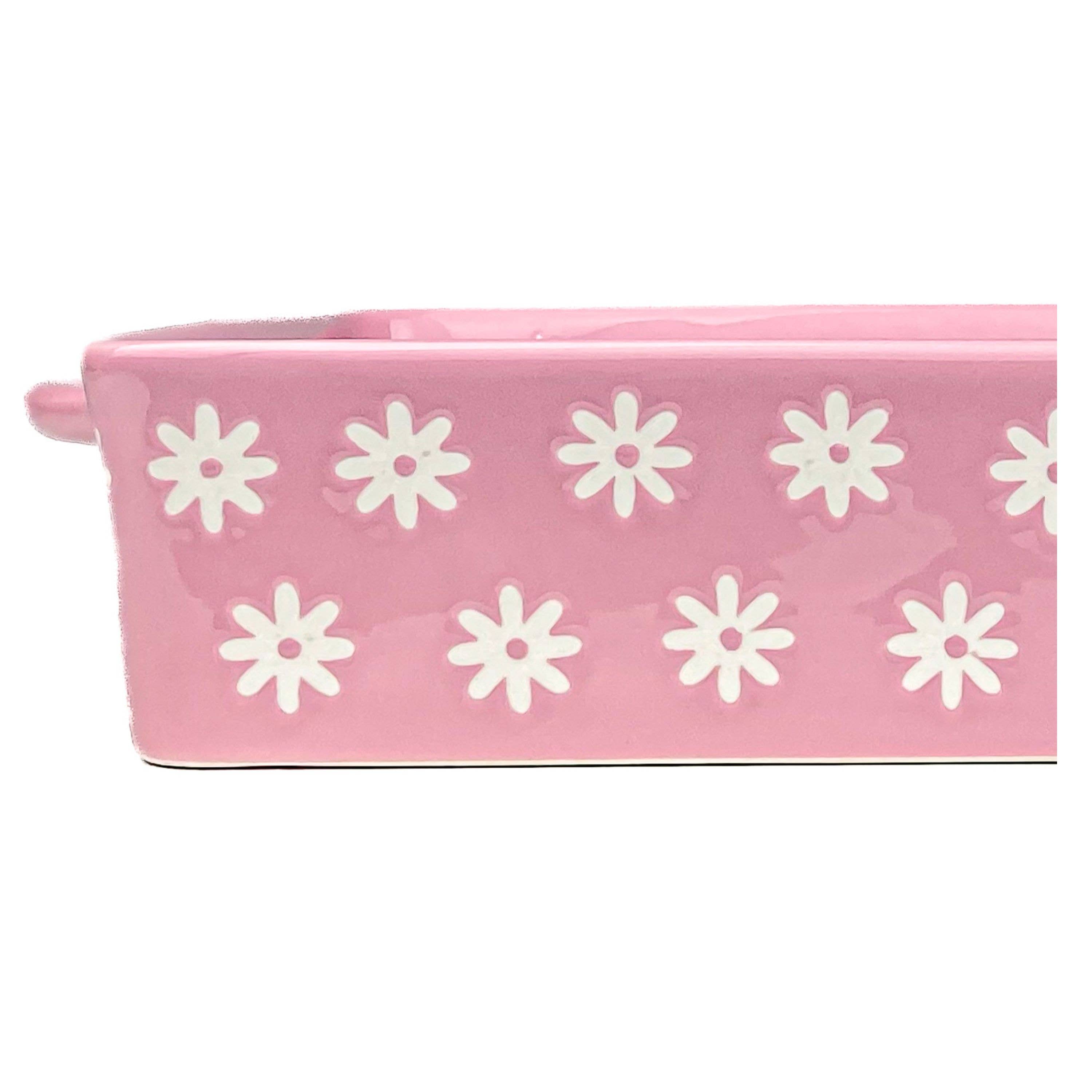 10 Strawberry Street - Wholesale Baking Dish - Daisy  Rectangular Baker, Pink2