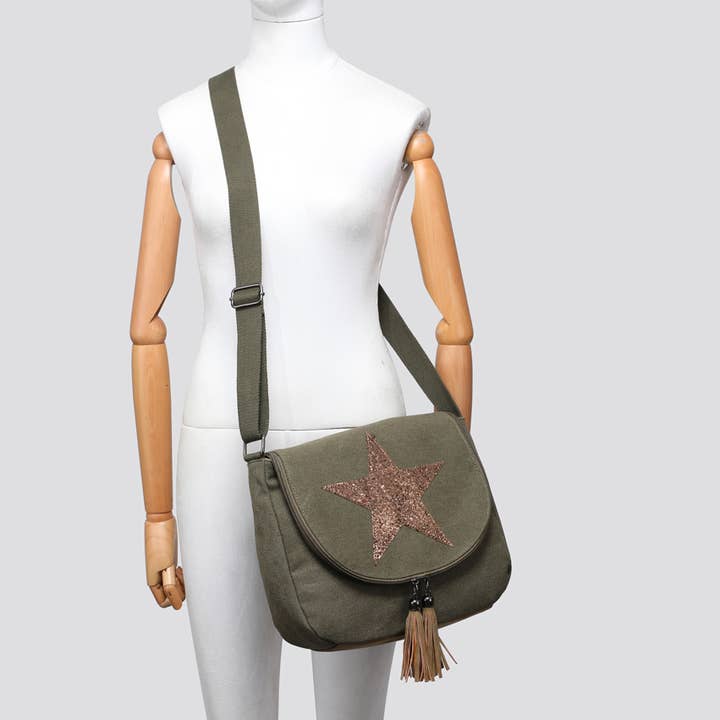 JNY2254S2526 Canvas Star Crossbody Bag for wholesale by House of Milano