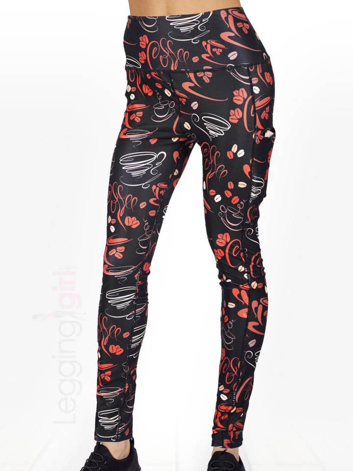 Coffee Break modieuze legging voor dames met zakken voor wholesale door LeggingGirl.com