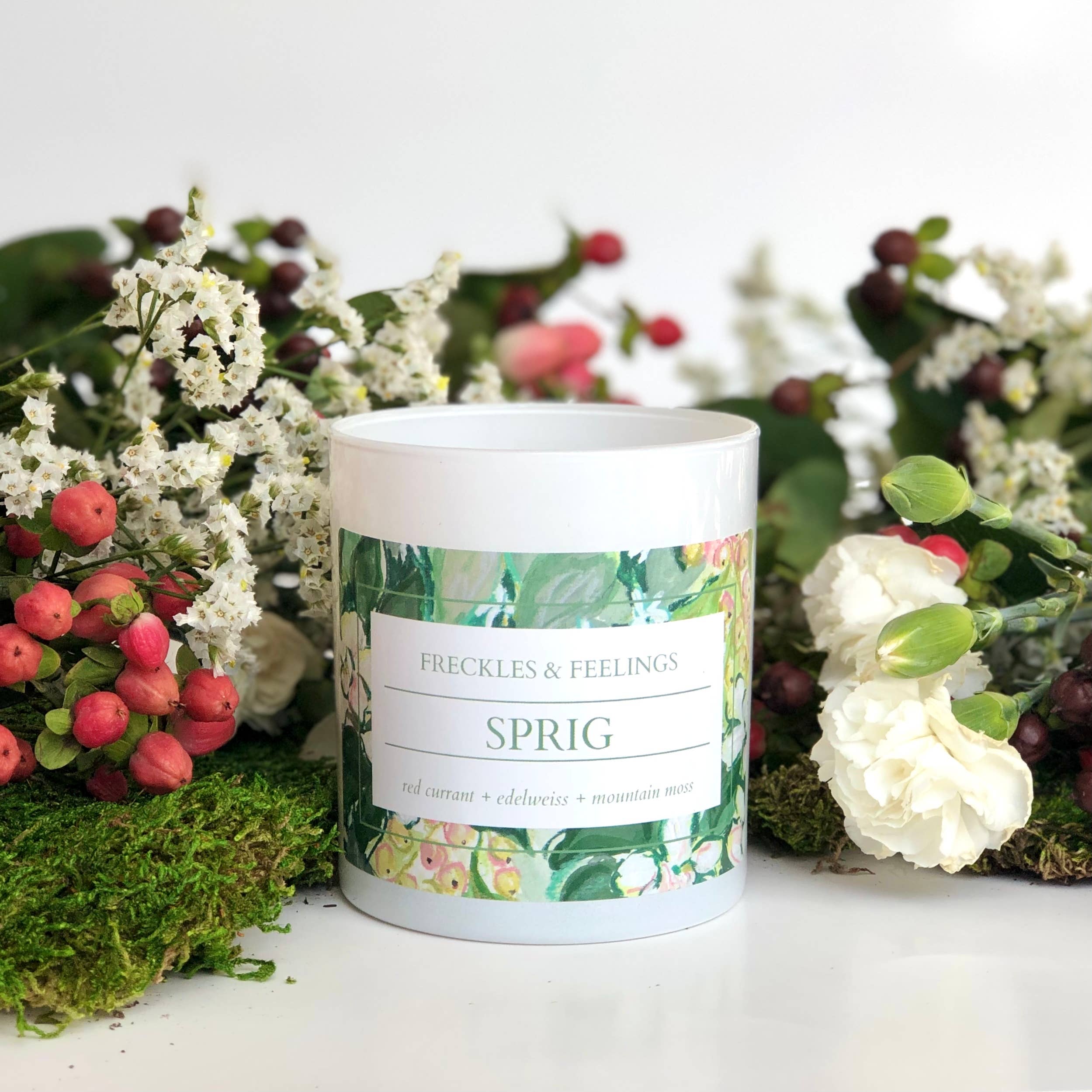Freckles & Feelings - Vendita all'ingrosso Candela in vasetto - rametto: ribes rosso+stella alpina + muschio di montagna0
