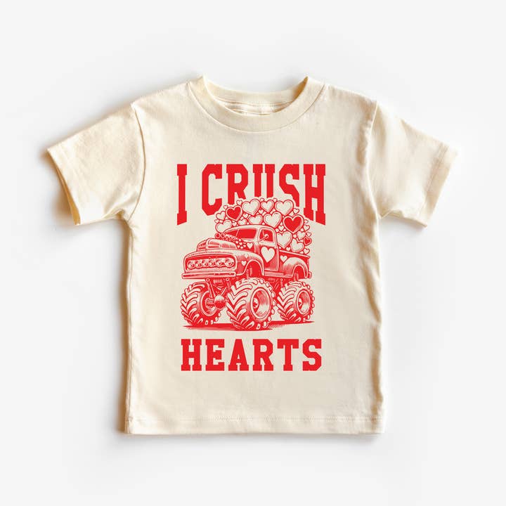 I Crush Hearts Monster Truck Valentines Day Kid Shirt for wholesale by Benny & Ray Apparel