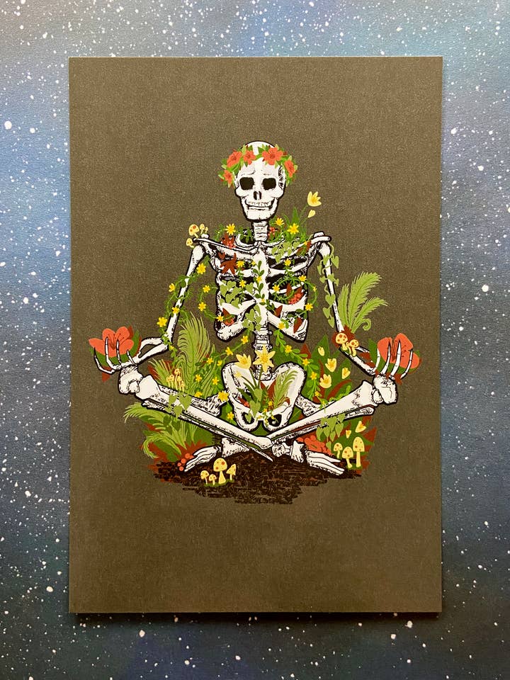Postcard- Growing Inside - Skeleton for wholesale by The Red Swan Shop