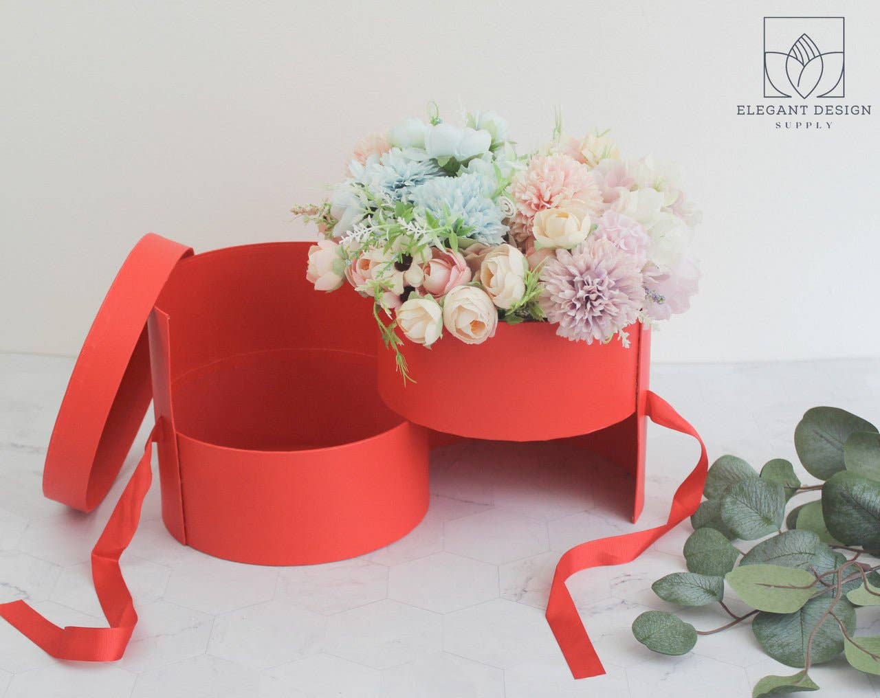 Elegant Design Supply – Engroshandel Gaveæske – To lag rund blomsterkasse med klart låg34