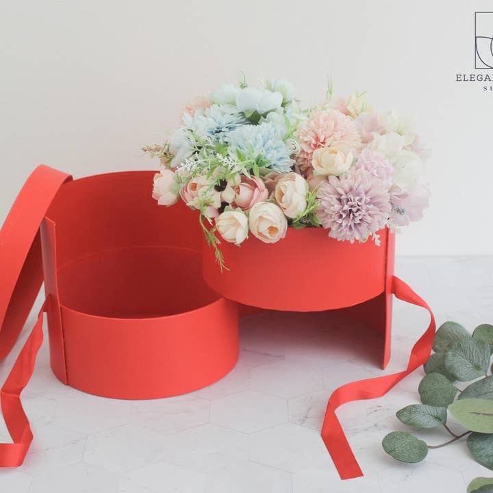 Elegant Design Supply – Engroshandel Gaveæske – To lag rund blomsterkasse med klart låg34