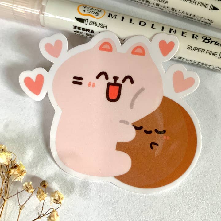 Chubby Boba Love Ugging Aufkleber für den Großhandel von Chubbythelittlecat