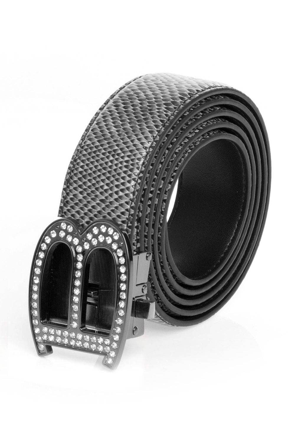 BARABAS – wholesale Belt – Men's – Men's Rhinestone B Letter Buckle Leather Belt BK81034