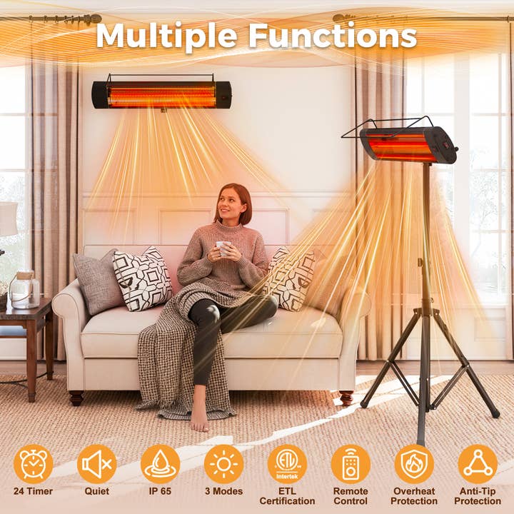 Heynemo - Wholesale Outdoor Ornament/Decor - 1500W Patio Heater with Wall, Ceiling, or Tripod Mount1