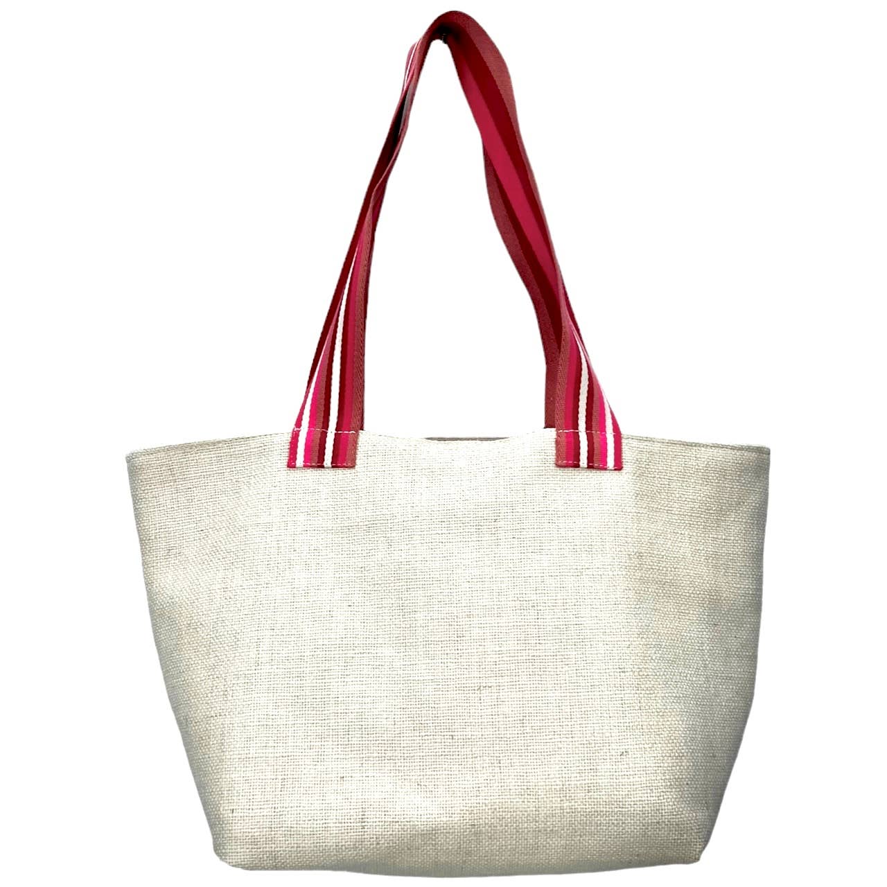 Emmanuel Création - Wholesale Tote Bag - Women's - Balade bag M, “Balade à Bourg” ecru pink strap2