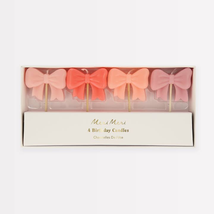 Pink Bow Candles for wholesale by Meri Meri