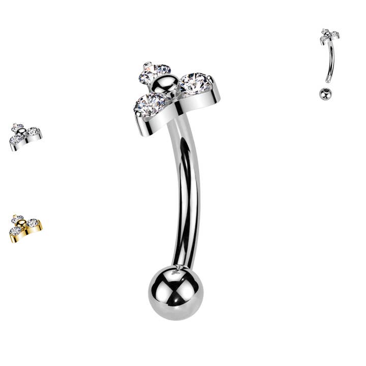 Banana Eyebrow Piercing with Crystal PM-035 for wholesale by Awaken