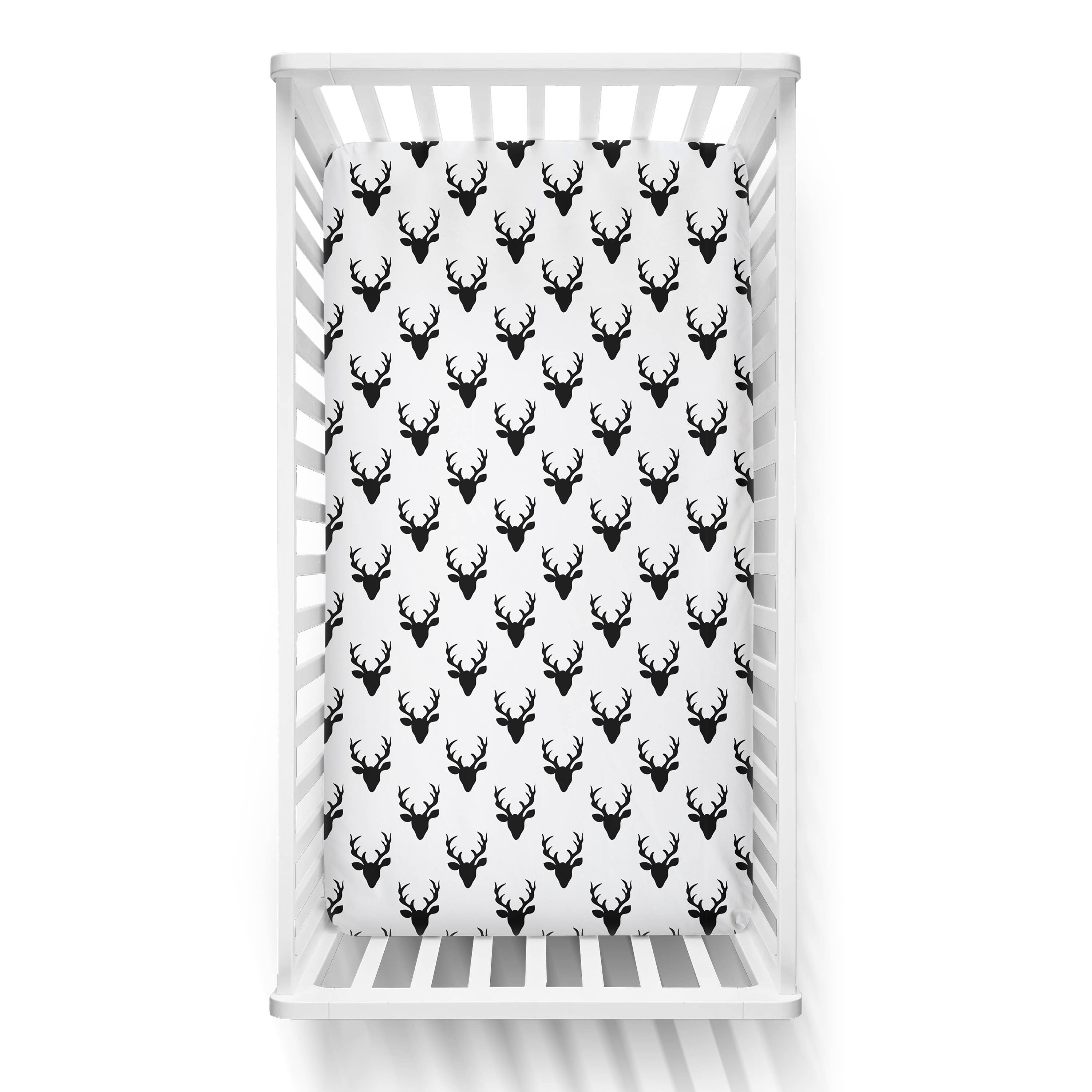 JLIKA - Wholesale Cot/Crib Sheets - Crib Sheets 100% Cotton Black and White Buck1