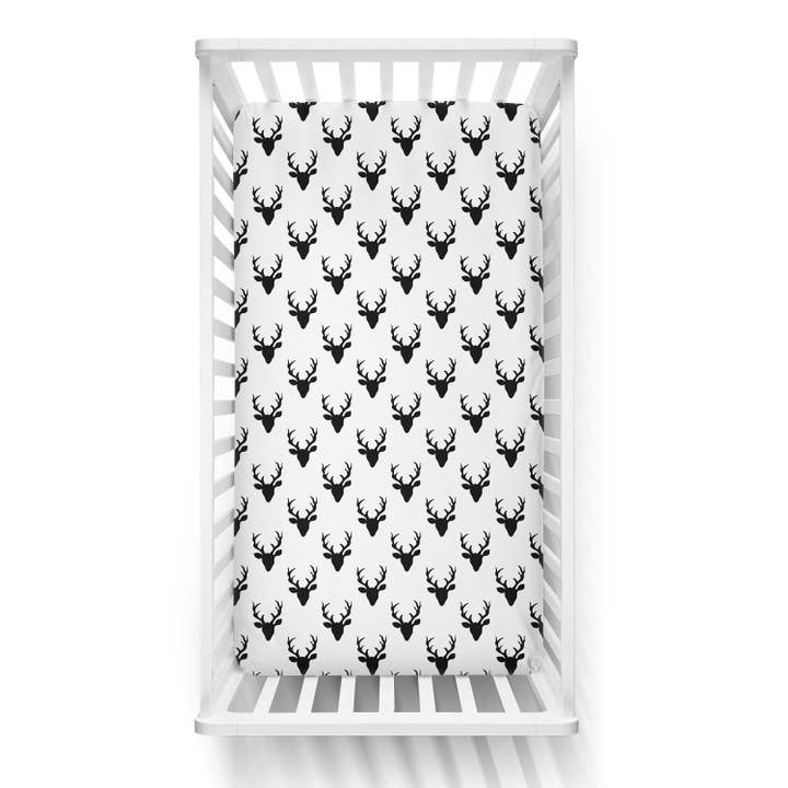 JLIKA - Wholesale Cot/crib sheets - Crib Sheets 100% Cotton Black and White Buck1