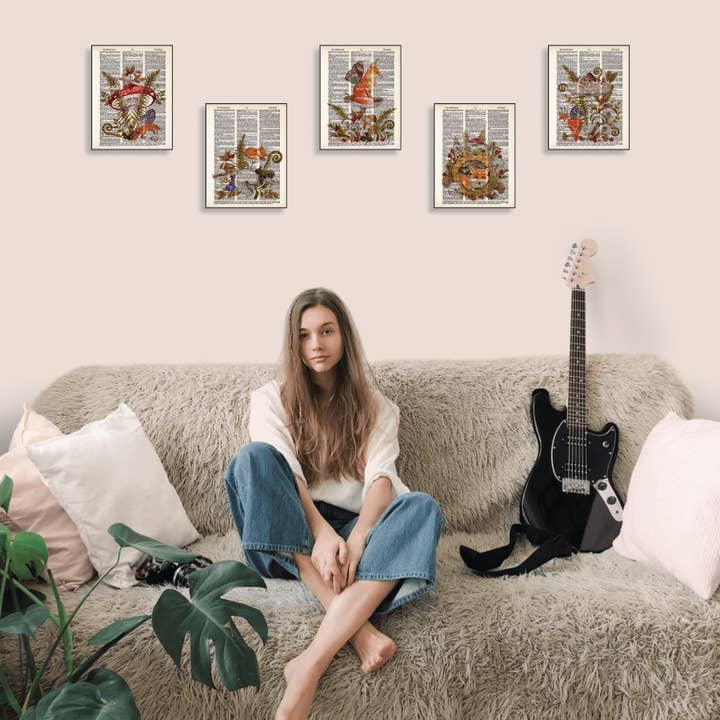 Blue Twist & Co - Wholesale Art Print - Fox Art Mushroom Art Butterfly Art Botanical Art Dictionary2