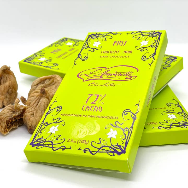 L'Amourette Chocolat - Wholesale Chocolate Bar - 72% Dark Chocolate with Figs (Smyrna)